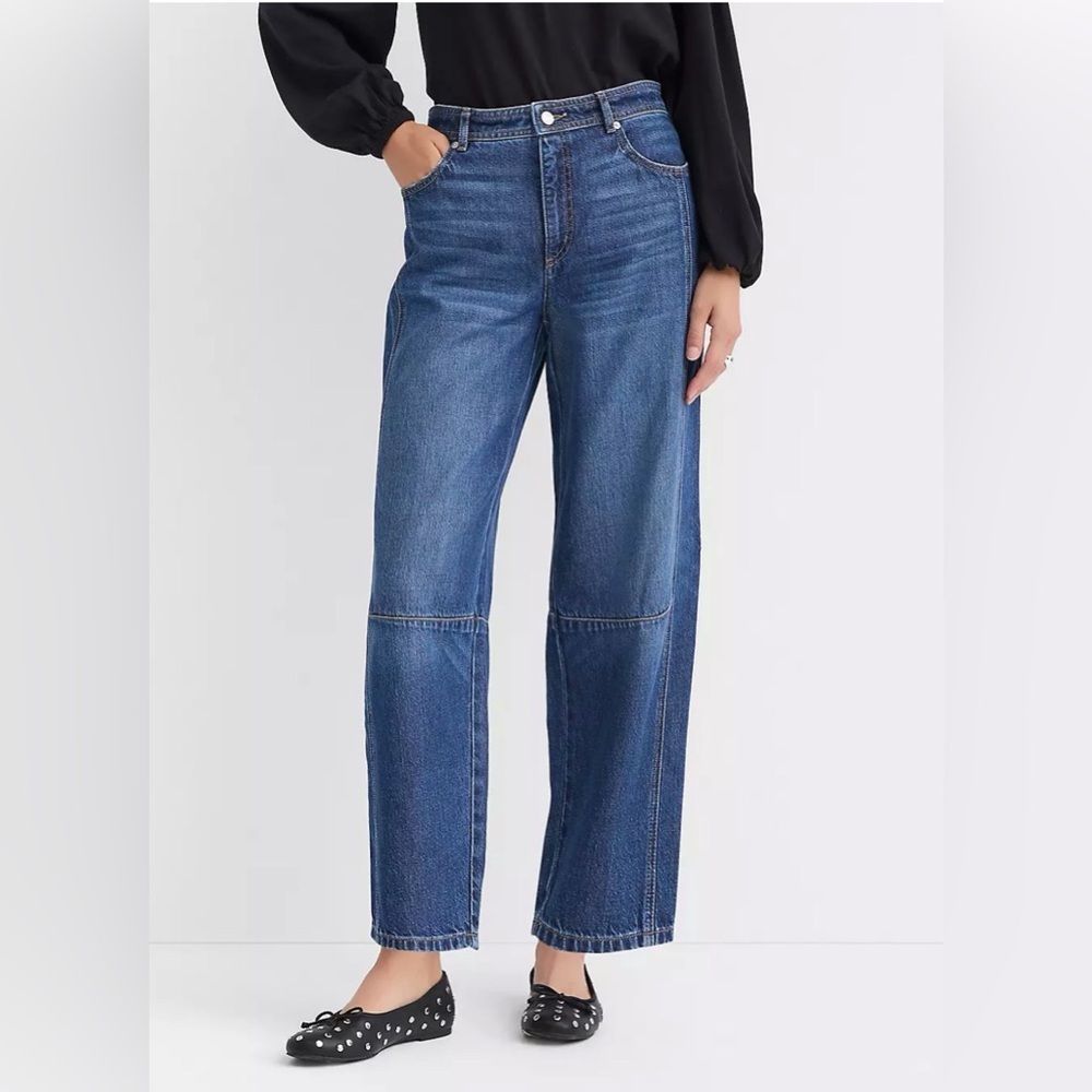 LOFT Dark Blue Barrel Leg Jeans